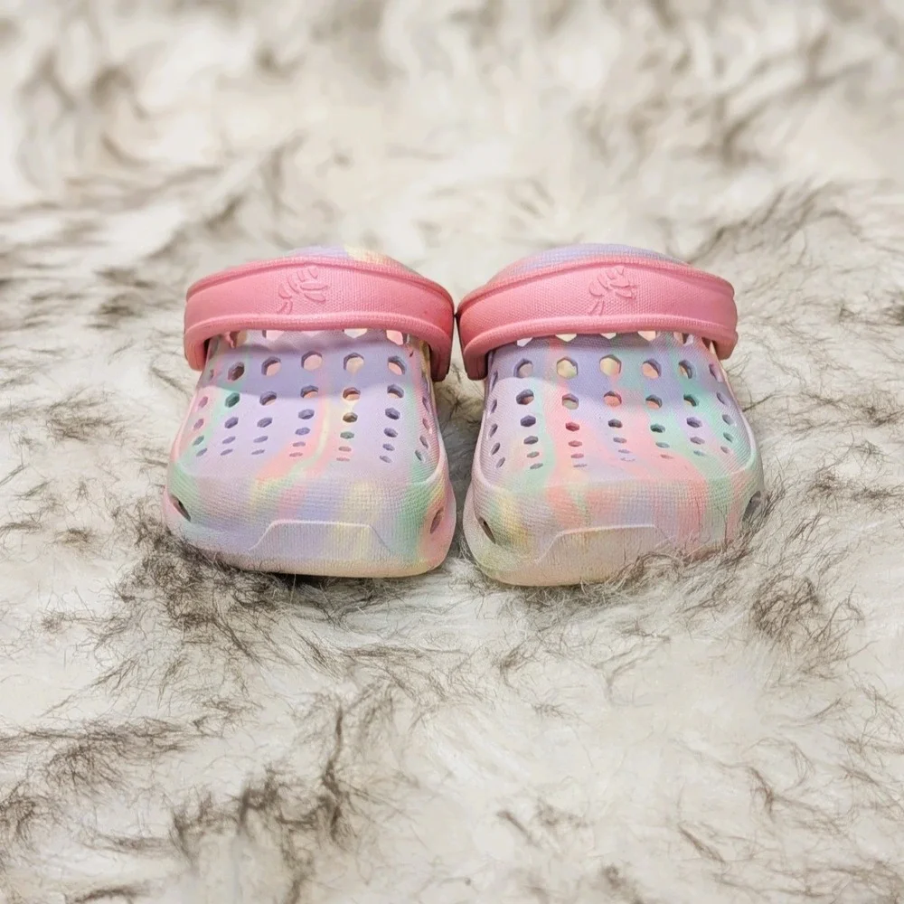 Joybees Toddler Harper Clogs Multicolored Tie-Dye Pastel 6-7 Slip On Comfort